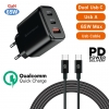 Мережевий зарядний пристрій 65W GaN, 2 Type-C Power Delivery (PD), USB-A Quick Charge (QC3.0) + Кабель USB-C to USB-C 1m мал.1